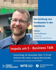 Bild vom Impulsgeber Tim Hoffmann mit Daten zur Veranstaltung