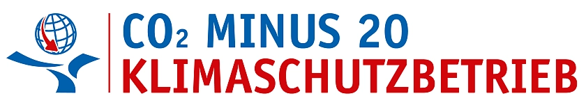 Logo Klimaschutzbetrieb CO2 minus 20
