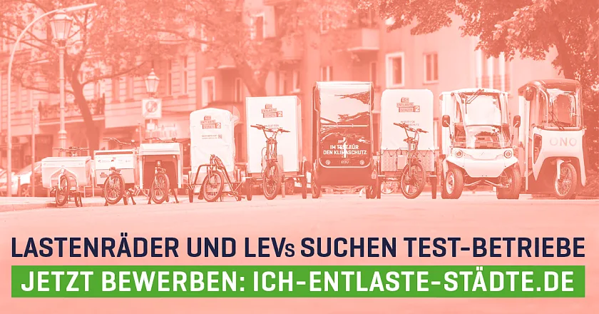 Bild mit Lastenrädern und Projekt-Website 