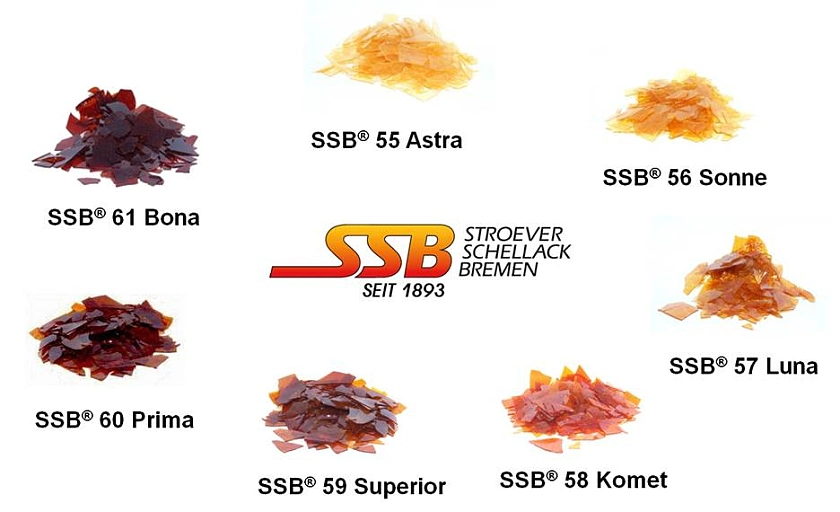 Auswahl der Schellacke der Stroever GmbH & Co. KG