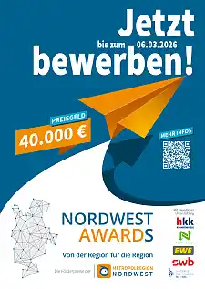 Plakat mit Bewerbungsaufruf für die NordWest Awards 2026